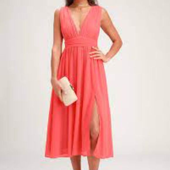 Lulus Dresses & Skirts - Lulus Divine Dahlia Midi Dress Coral‎ Pink Small NWT